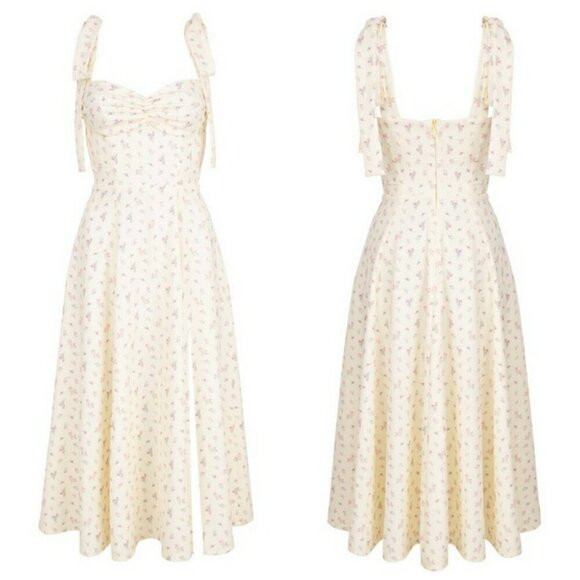 💕HOUSE OF CB💕 Alicia Midi Sundress ~ Lemon Floral Print Large - Picture 10 of 16